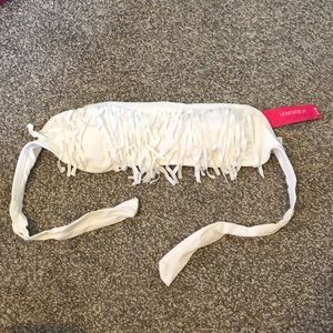 White fringe swim top